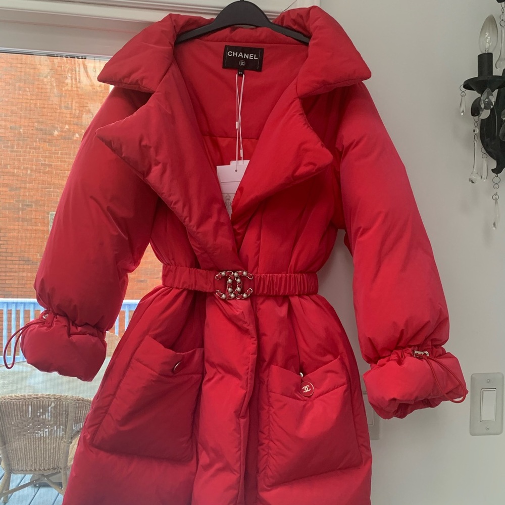 CHANEL  Coat PUFFER JACKET Red Size 34, XS, 0-2 New tag/receipt SOLD